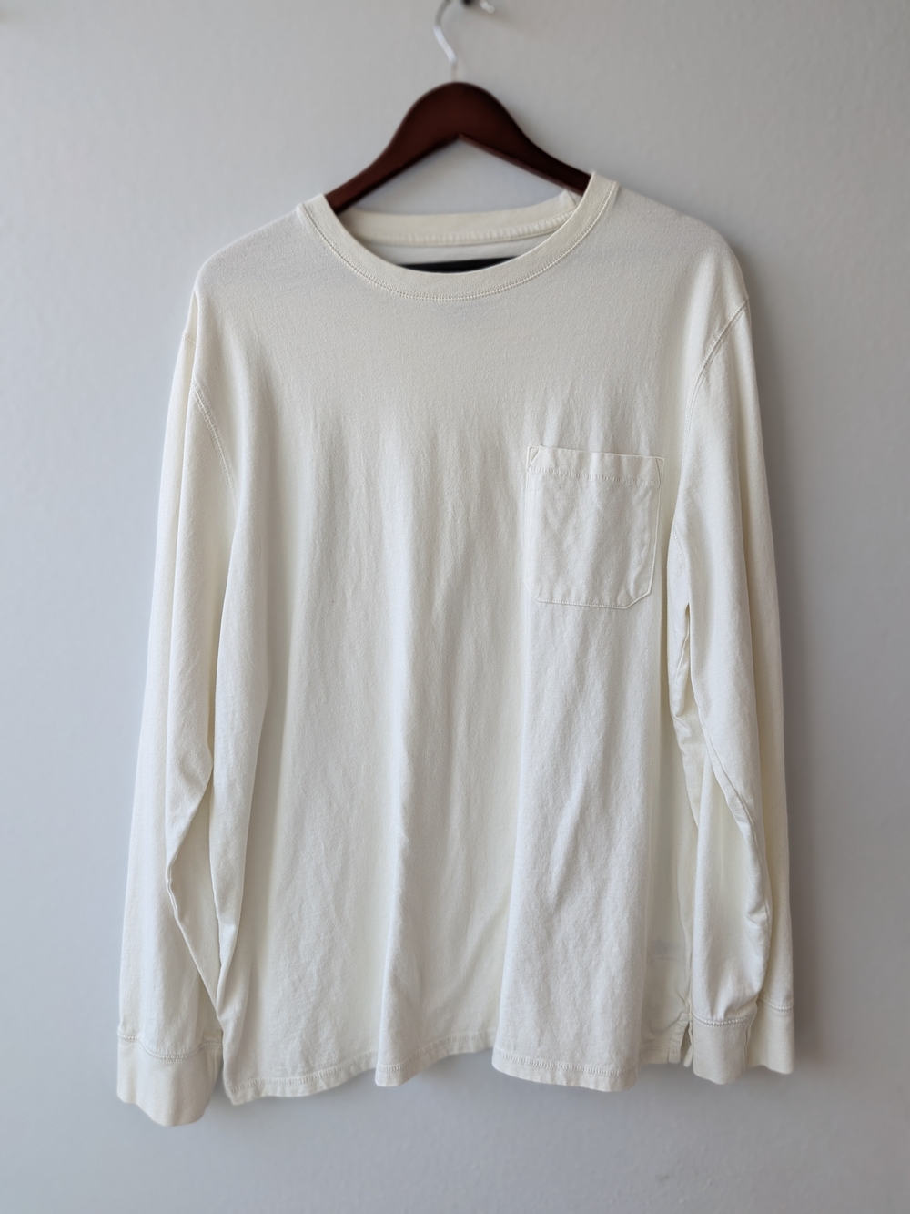 Goodfellow & Co Cream Long-Sleeve Pocket Tee Mens XL